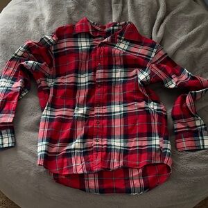 Red Plaid Button-Up Shirt